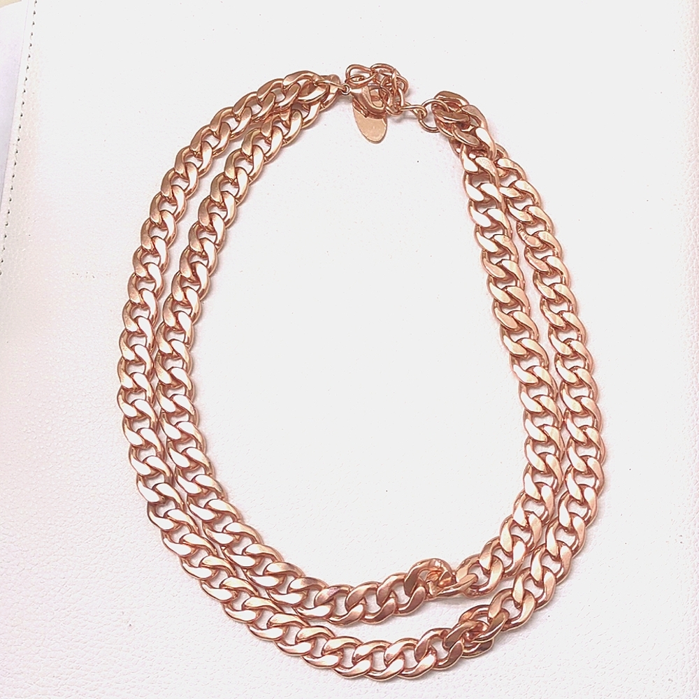 Baublebar Rose Gold Chunky Double Chain Necklace